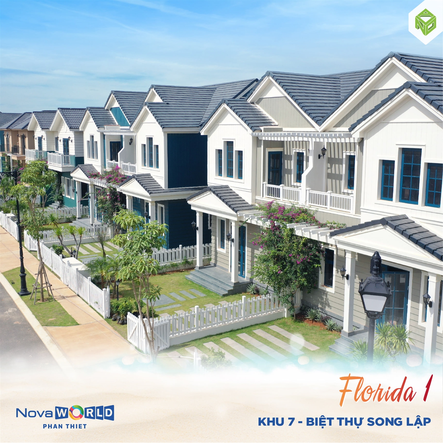 Mẫu biệt thự song lập trong phân khu Florida 1 của Novaworld Phan Thiết